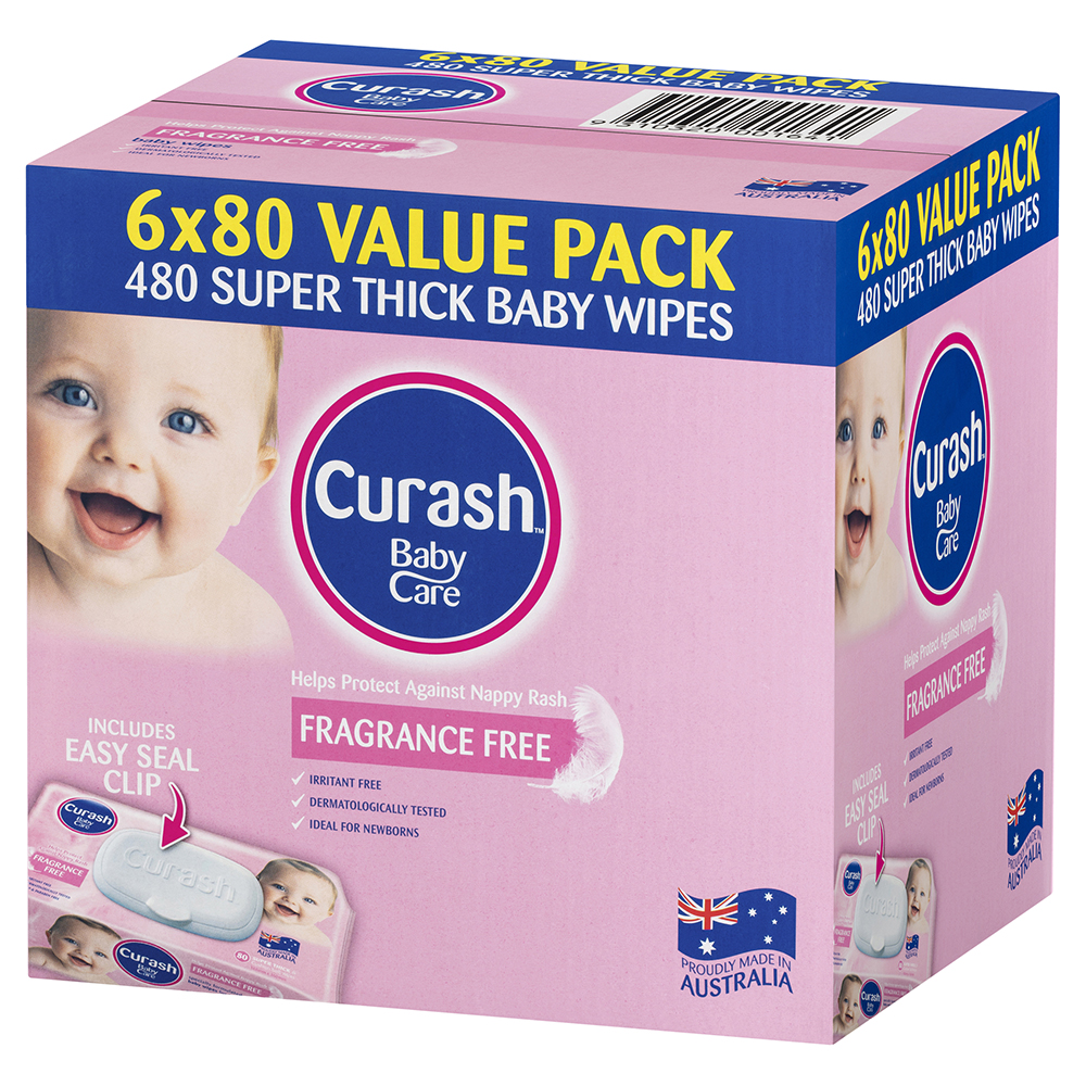 Buy Curash Babycare Fragrance Free Wipes 6 x 80 Online at Chemist